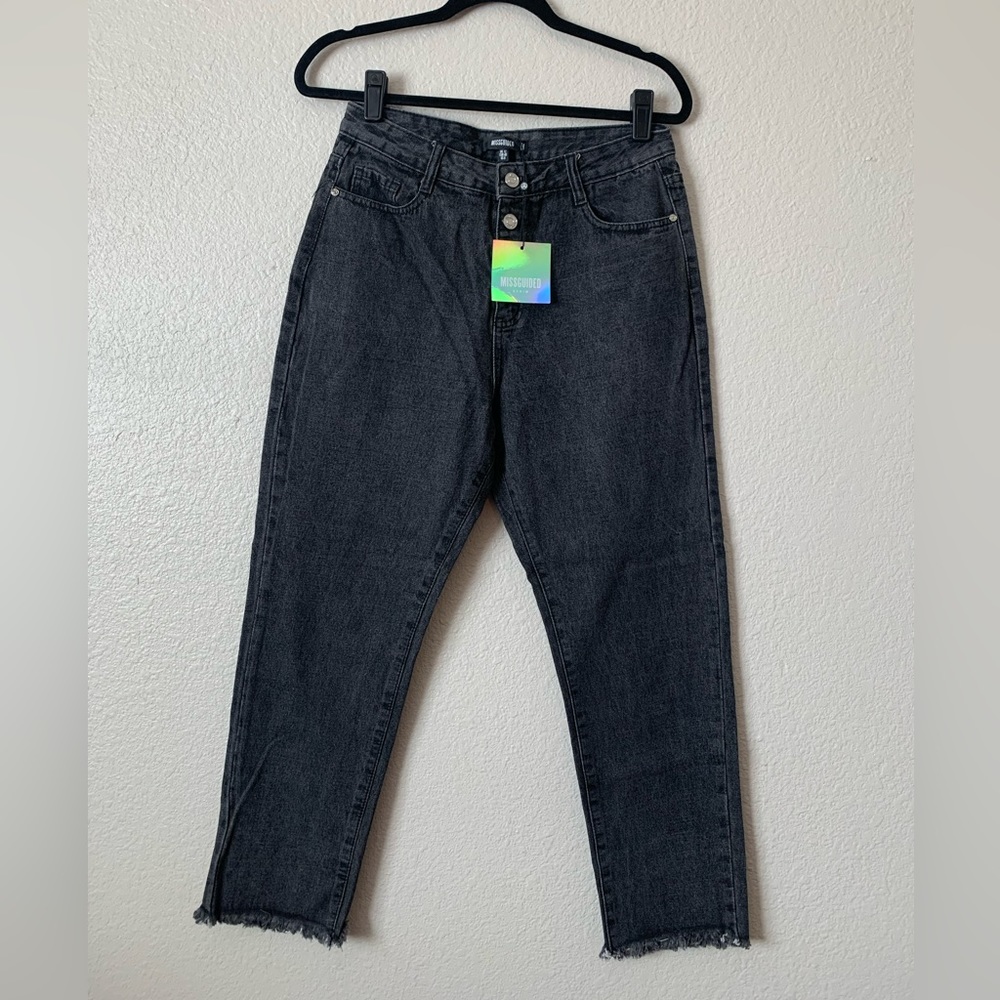 ASOS missguided boyfriend mom fit grey black jeans 8